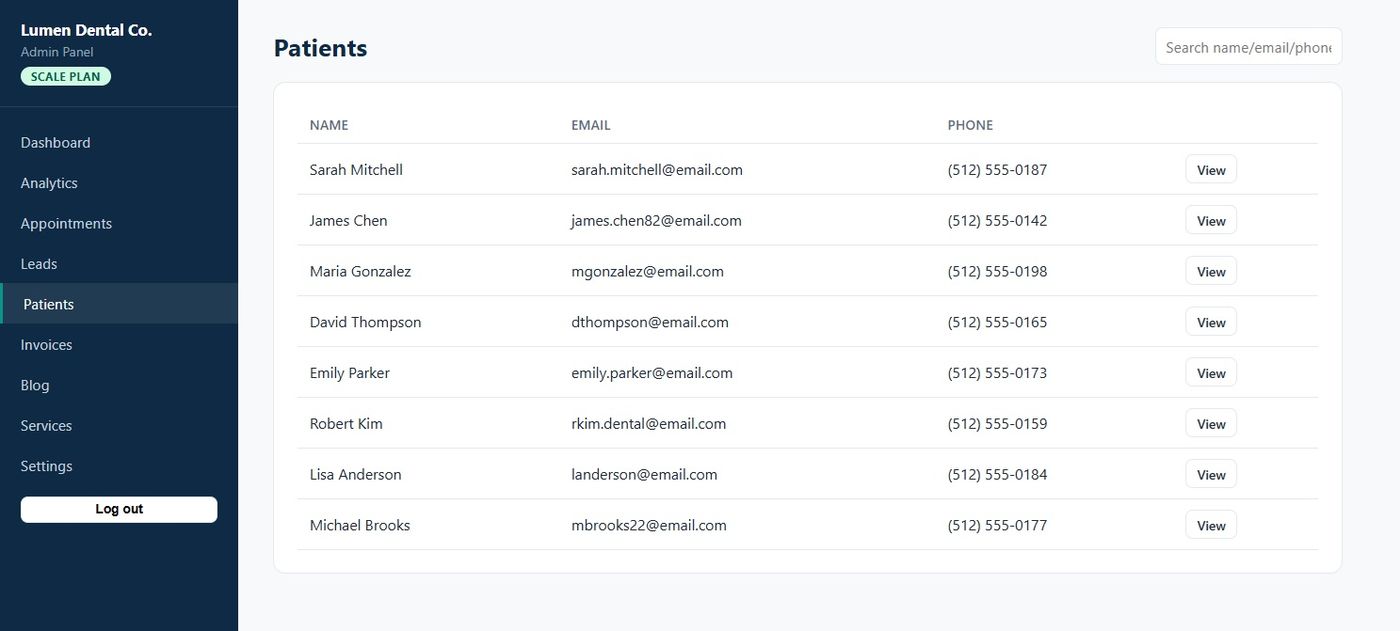 Customer records screenshot